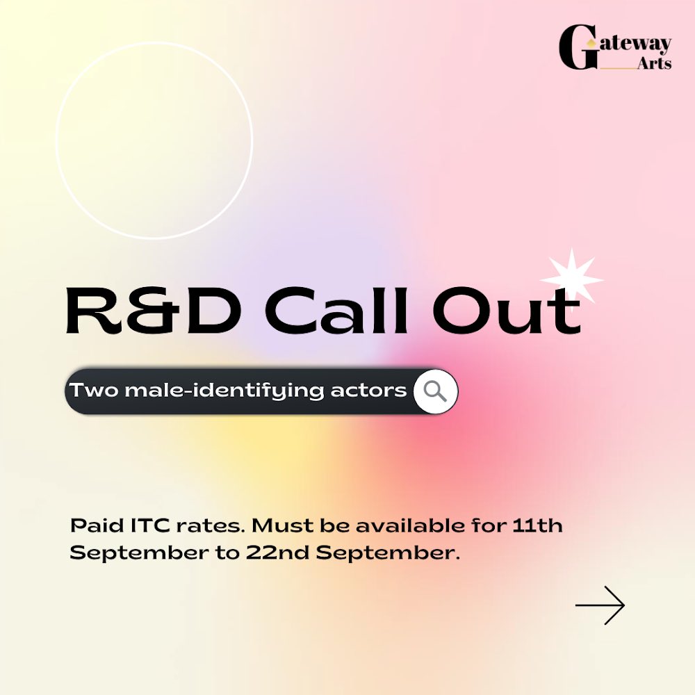 GatewayArts_'s tweet photo. 📣To apply for this Research and Development, email is your CV, headshots, showreels and any other material to sonny.nwachukwu@gmail.com

Deadline for submissions: 31 July 2023
Online audition date: 7 August 2023

Applicants must be based in London and eligible to work in the UK https://t.co/i9WEjJX4aZ