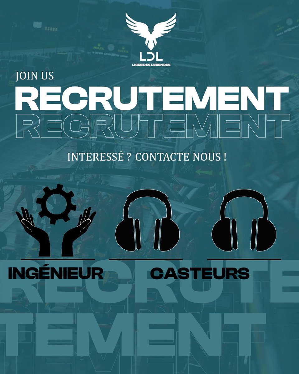 LDL RECRUTEMENT 👨‍💻
La LDL en vue de la nouvelle saison qui approche à grand pas, recherche activement 1 ingénieur de course pour la structure eSport, ainsi que 2 co casteurs 🤝
Pour plus d’informations ou pour postuler, nous contacter par DM 😉🏎️