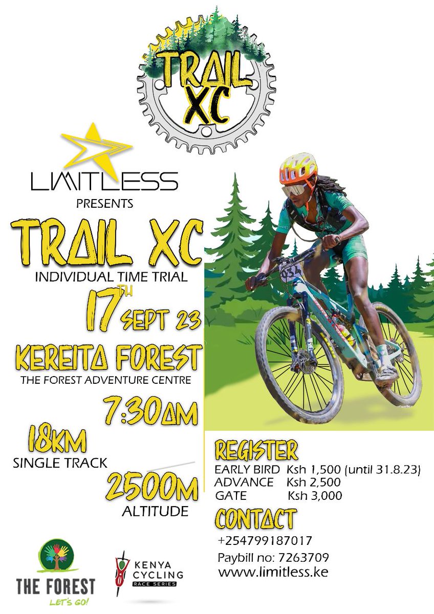 🚵🌳Join the ultimate adventure at the 4th edition of The Trail XC in Kereita forest! 🌟

Get ready for an exhilarating rush as nature and adrenaline collide in Kenya's most thrilling MTB race.
Grab your bike and create memories with friends! 🚀#TRAILXC #MTBrace #AdrenalineRush