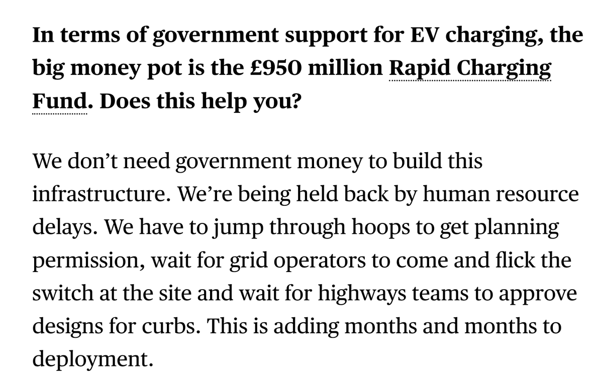 Sam_Dumitriu's tweet photo. The CEO of one of the UK's largest public electric vehicle charging networks on what's holding them back. https://t.co/aYBwDPvrpg