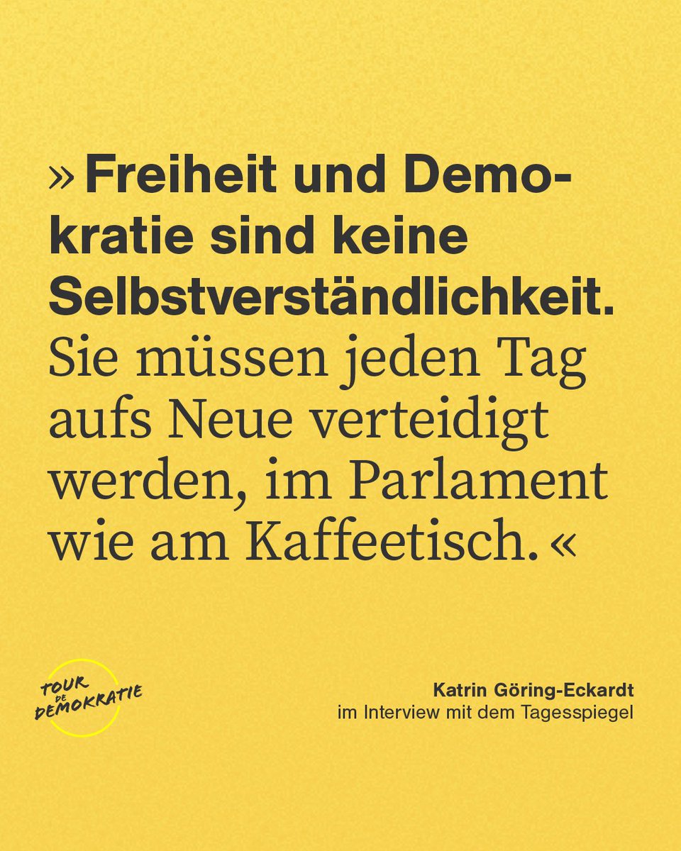 GoeringEckardt's tweet photo. Ich habe Sorge, dass Menschen nicht mehr genügend Vertrauen in die Demokratie haben, dass sie das Gefühl haben, es wird nicht genug auf ihren ganz normalen Alltag geachtet. Wer keine Einflussmöglichkeiten sieht, fühlt sich auch nicht verantwortlich. 👉🏼 https://t.co/q4Rb1xC96N https://t.co/Np87OUJ7ki