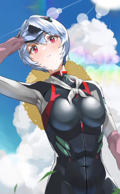 #作品をみてくださいあわよくばフォローしてください祭 夏のエヴァ娘 2023年、2022年、2021年作 入道雲は皆勤賞だし、絵柄は向上