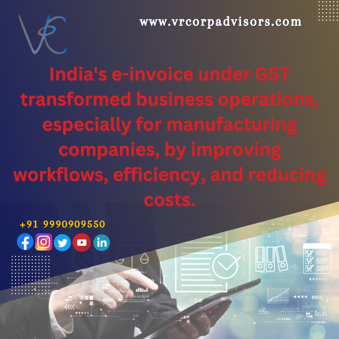 'Transform Your Business: E-invoice for Manufacturers' 

buff.ly/43qFyMx 

#EInvoice #GSTMandate #BusinessTransformation #ManufacturingChallenges #gst #tax #SupplyChainEfficiency #CostReduction #StreamlineProcesses