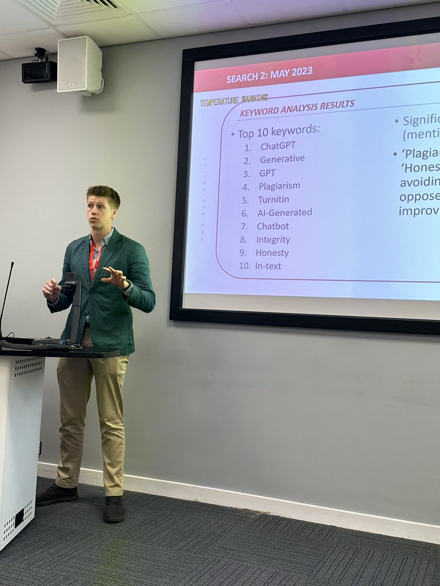 DrLancaster's tweet photo. May 2023 simple keyword search of university guidance relating to #artificialintelligence by Mike Perkins shows a focus on #ChatGPT and negative terms but a deeper analysis finds the policies primarily embrace new technology #ECEIA2023 #academicintegrity https://t.co/D5mrdy0BHs