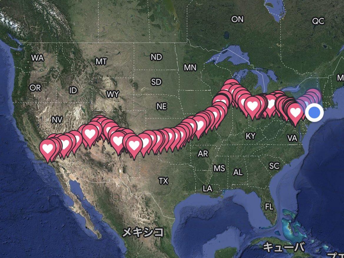 naganaga1997's tweet photo. アメリカ横断自転車旅【完】

アメリカの大地を存分に楽しんだ90日間でした！

次の旅は早くても2年後
アメリカ横断自転車旅と同時期に憧れたもう1つの旅に

アメリカの大地と出会った全ての人々に感謝を

2023/04/17～07/14
89days
6,417km https://t.co/FpbPaCHJma