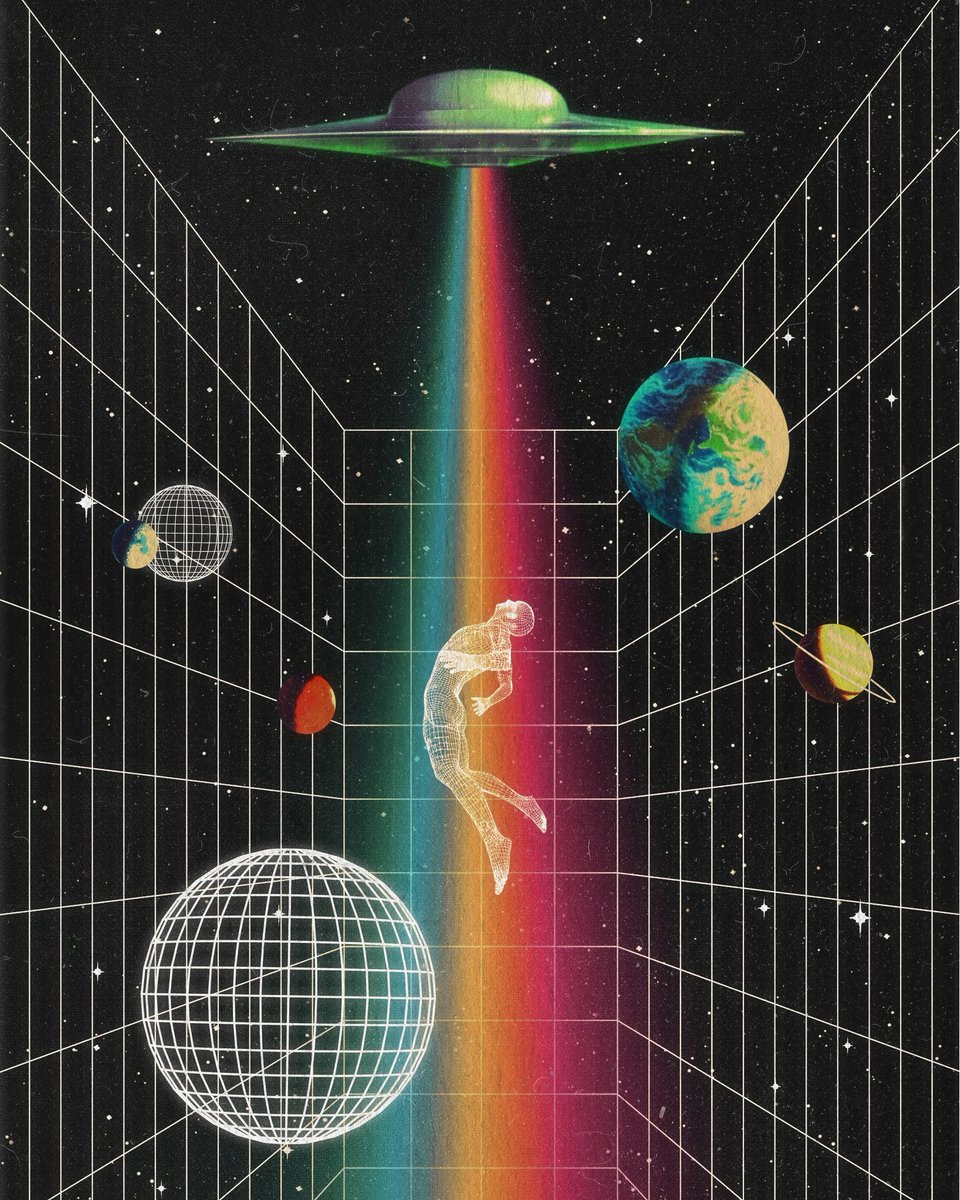 nibera_eth's tweet photo. We exist in a multidimensional universe, where our reality is just a fraction of what truly exists.

#art #retro #sciencefiction #scifiart #illustration #space #80s #aliens https://t.co/8uMjWrKdKY