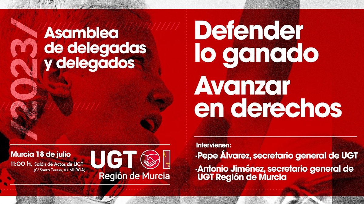 UGTMurcia's tweet photo. Pepe Álvarez, Sº Gral. de @UGT_Comunica  estará en Murcia el próximo MARTES 18 DE JULIO, en distintos actos sindicales. Más info en los carteles que adjuntamos: 
@UGTMurcia https://t.co/f3OqqSuHfi
