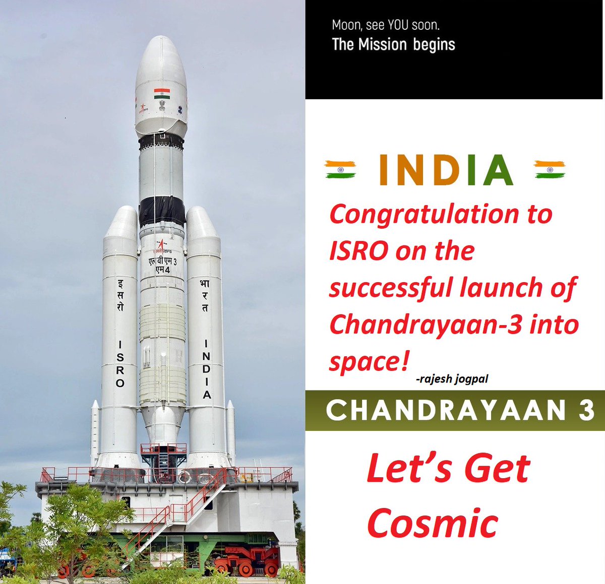 rjogpal's tweet photo. Bon voyage #Chandrayaan3
Proud Moment.
#letsgetcosmic
#IndiaInSpace https://t.co/BD98sdGX2k