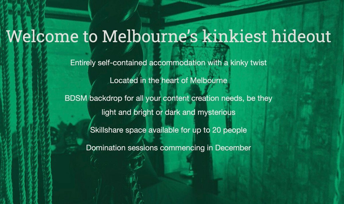 StudioOfSecrets's tweet photo. Whether you want some kinky accommodation, a well-equipped space for content creation, or a location for your skillshares and workshops, Studio of Secrets is here for you. 
Expressions of interest welcome via DM or email: info@studioofsecrets.com https://t.co/zr4cMkWZ6x