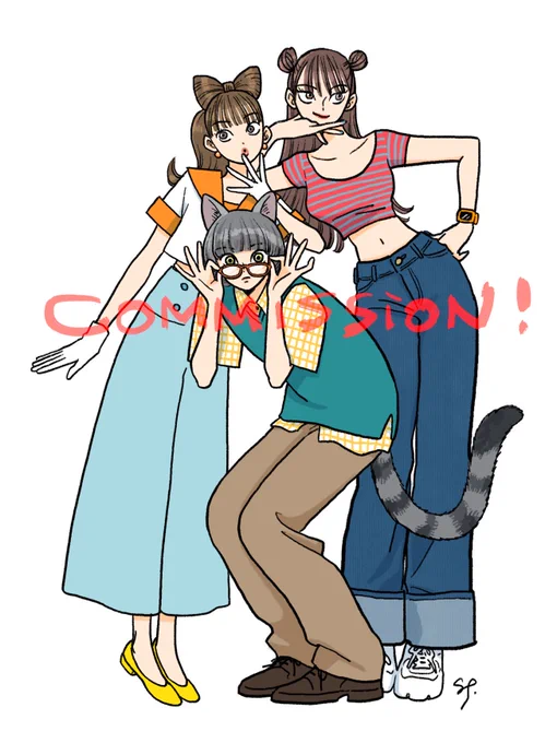 Skeb  飼い猫ちゃん擬人化&飼い主さん似顔絵です! ありがとうございま~す  