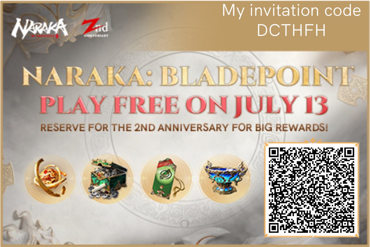 Snoow_166's tweet photo. NARAKA: BLADEPOINT is now free! Enter my invitation code: DCTHFH, and reserve for the 2nd anniversary gift! https://t.co/QZoW705Qr3 https://t.co/1LscmVebmD