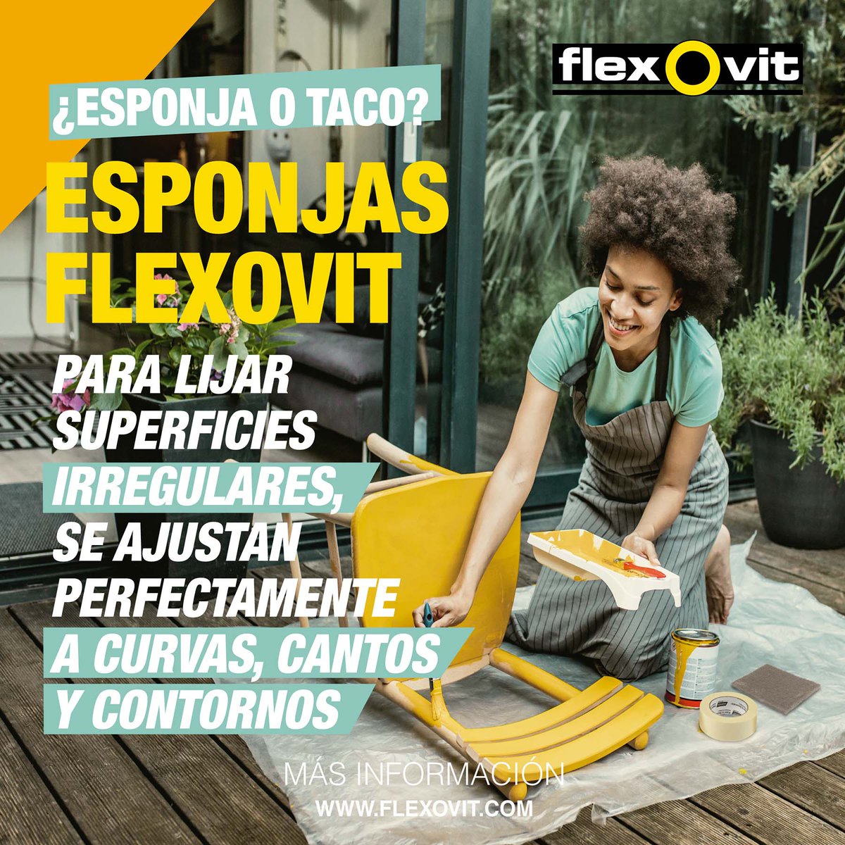 Las Esponjas #Flexovit se adaptan mejor a esquinas o zonas curvas, siendo más adecuadas para quitar la pintura de las patas de una silla 🪑🪑 que vayamos a pintar o de cualquier superficie más complicada.  
🤔 ¿Y qué grano? 👉👉 loom.ly/q7xr1o8
#FlexovitAbrasivosEspaña