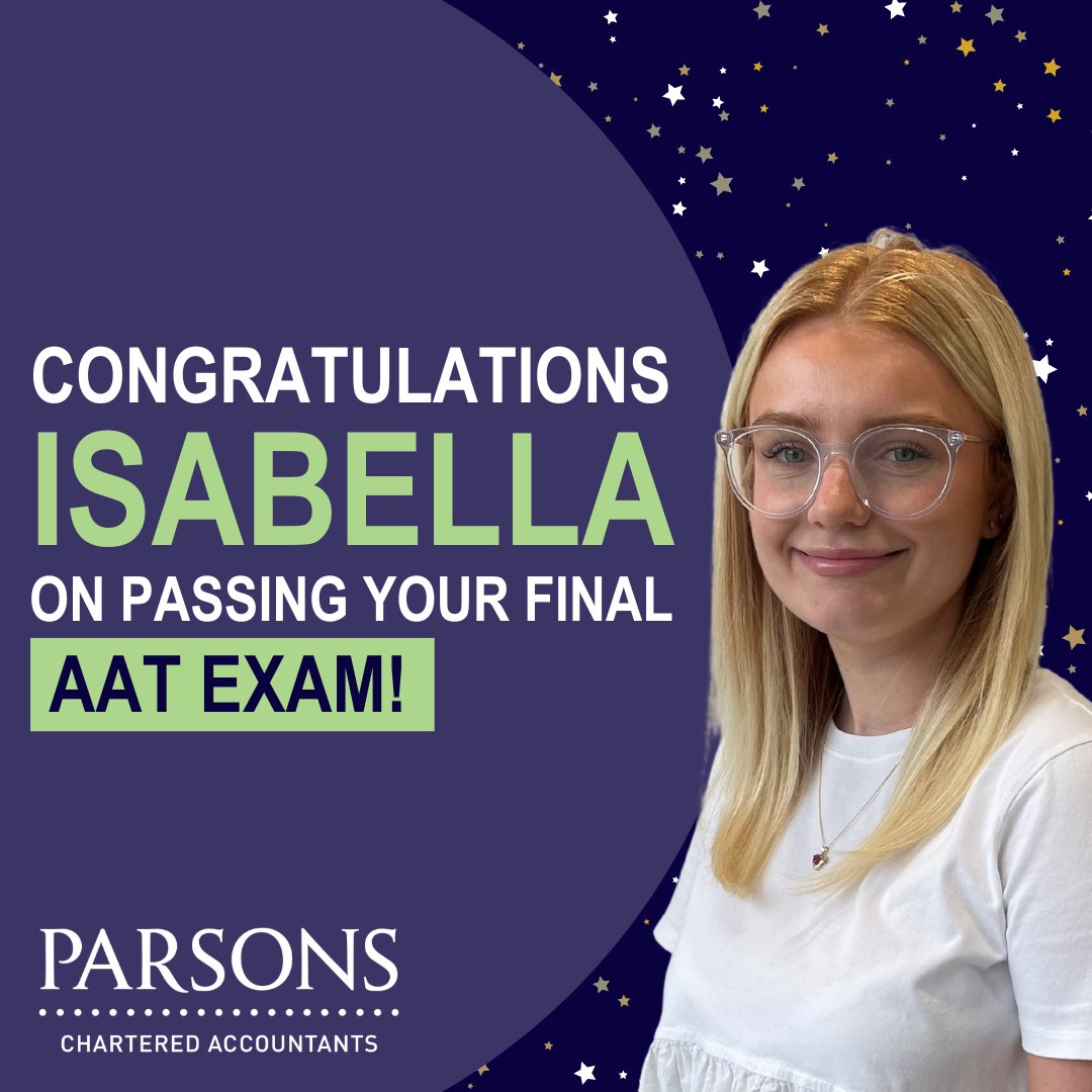 ParsonsAcc's tweet image. Izzy has passed her Level 4 Synoptic Exam - the very last exam of her @YourAAT qualification! 🥳

She is now waiting for her portfolio to be approved before being officially awarded the qualification.

We couldn&apos;t be prouder - well done Izzy! ⭐

#ParsonsAccountants #AAT #AATExam
