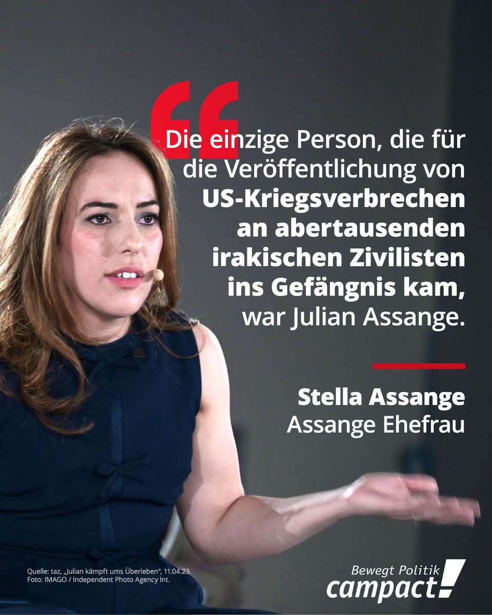 campact's tweet photo. Freiheit für Julian #Assange.

Wer US-Kriegsverbrechen aufdeckt, gehört nicht ins Gefängnis, sondern auf freien Fuß. Findest Du auch? Dann unterzeichne hier: https://t.co/T0raxpdq1q https://t.co/ZTZHNSuwAy