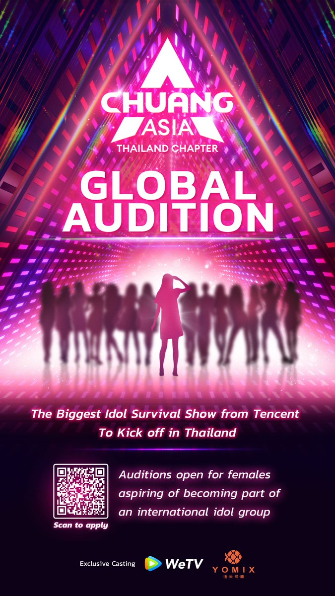 🔥A chance for girls who aspire to be part of international stage has arrived!

CHUANG ASIA is now accepting applications from trainees around the world to compete and debut as the leading international girl group in Asia.

#CHUANG_ASIA
#CHUANG_ASIA_GLOBALAUDITION
#WeTV #WeTVth