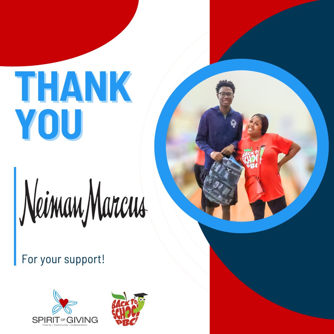 SOGNetwork's tweet photo. Thank you to @DigitalVibezInc and @neimanmarcus of Boca Raton for supporting Back to School PBC! 2023 and Spirit of Giving as a whole! We are grateful for your generosity and support. ❤️
#Spiritofgiving #spiritofgivingnetwork https://t.co/LiMwM6ypII