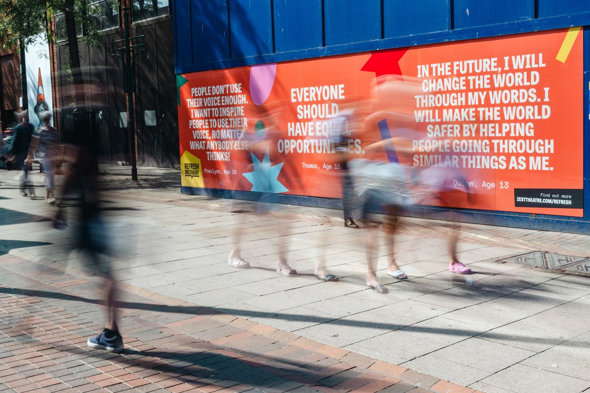 zesttheatre's tweet photo. 📷Refresh Medway📷

The official photos have landed! As Medway regenerates, young people's words have been unleashed to inspire a better tomorrow.

📅 Open all summer
📍 Chatham Town Centre
💰 FREE
👀 https://t.co/iSuHsCVIkp

@UnikentICCI @IdeasTest @medway_council @vincemaple https://t.co/4dCjOoCOes