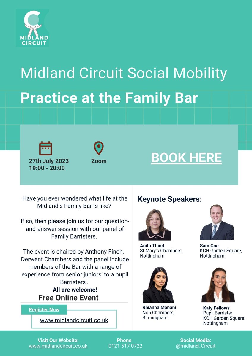 StMarys_Family's tweet photo. Anita Thind is speaking at a Midland Circuit Social Mobility event on 27th July 2023.

'Practice at the Family Bar' is a free event being held over Zoom. 

Sign up here to book your place: https://t.co/K4gx3cC4aw https://t.co/zAkK5kFwqE