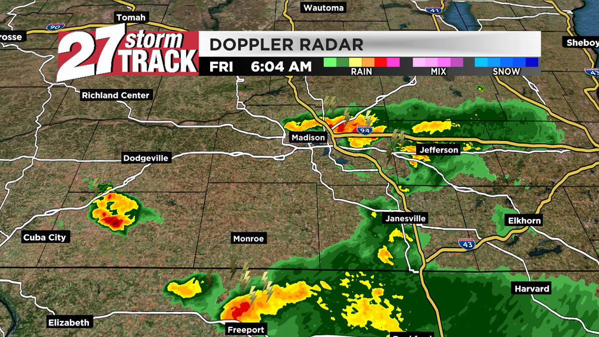 27StormTrack's tweet photo. More storms this morning and there's more in the forecast, too. @MaxTsaparis is tracking our next rain chance on #WakeUpWI &amp; @gma. https://t.co/jWuYwkap22
