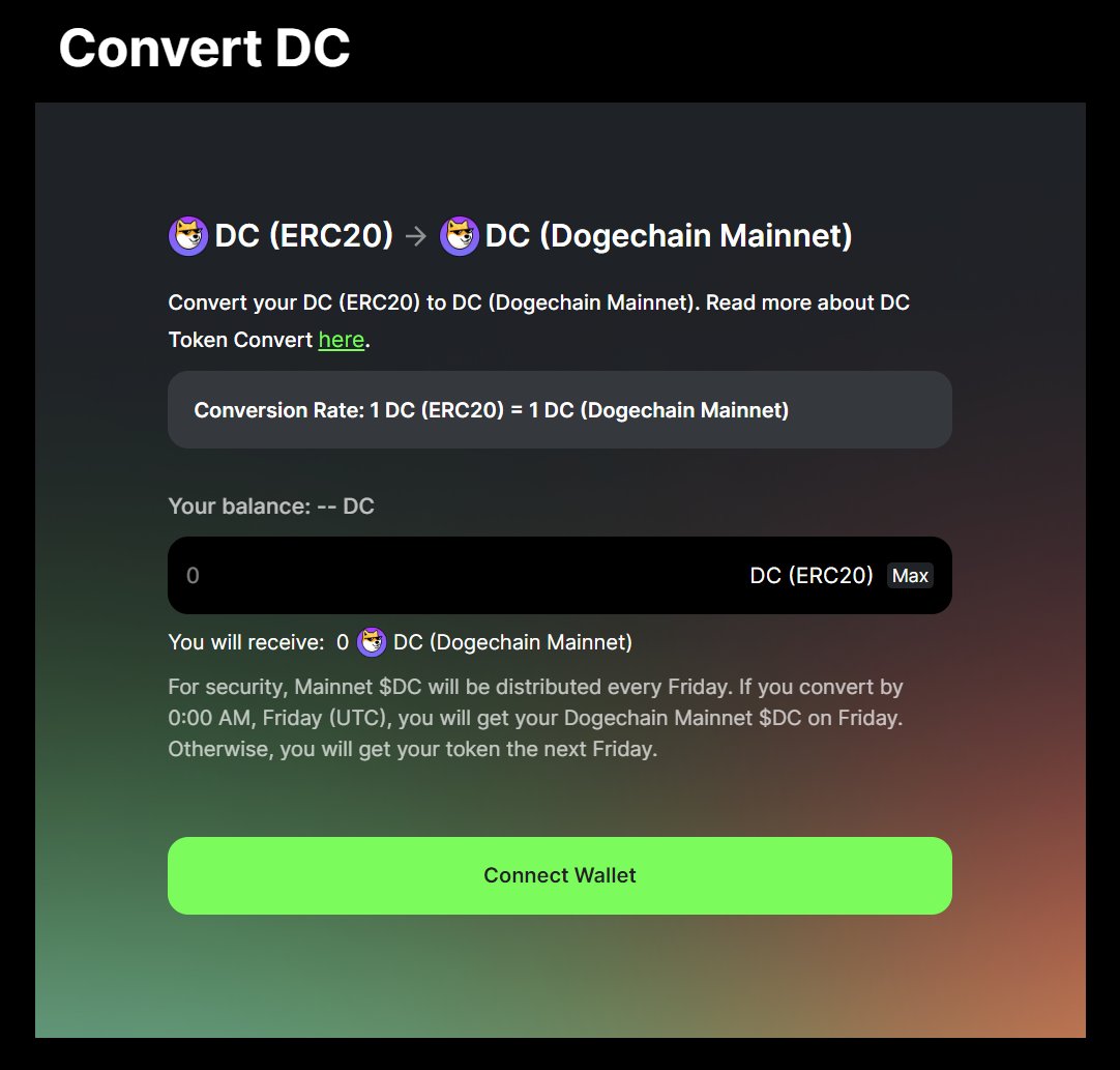 DogechainFamily's tweet photo. 1/4
ERC20 ➡️ DOG20 $DC Converter is live! 

Shibes, our developers have released the tool that will allow you to convert your ERC20 $DC into Dogechain Mainnet tokens

👉 https://t.co/nPIekkxyct

You can now safely bridge back your $DC tokens from Ethereum to restore their utility https://t.co/42KMy9NAns