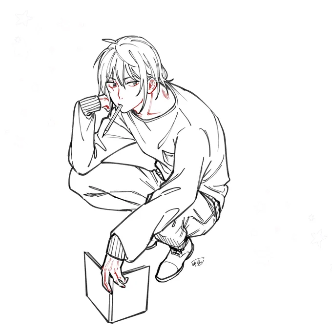 #お互いの絵をお互いの絵柄でリメイクし合いませんかにゃけ彦さん( )のイケメンおじをリメイクさせていただきました〜2枚目はおじアニャ民による過剰リメイクですスイマセン 