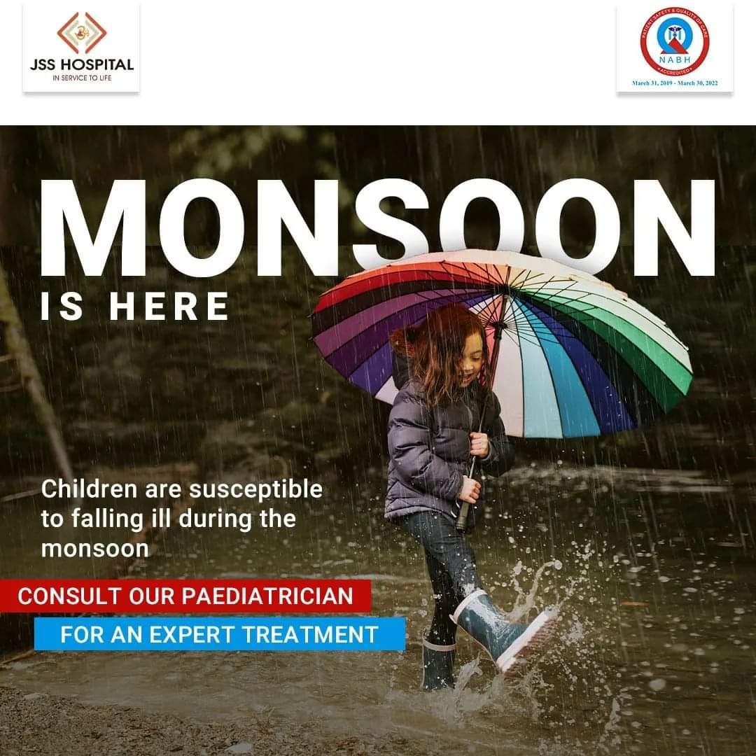 HospitalJss's tweet photo. Monsoon brings life to nature and also brings new health issues along with it.
#Healthtipsforchildren #Pediatrics
#Healthtips #JSSGroup #JSSHospital #Mysuru https://t.co/bxGD8Y3SaQ