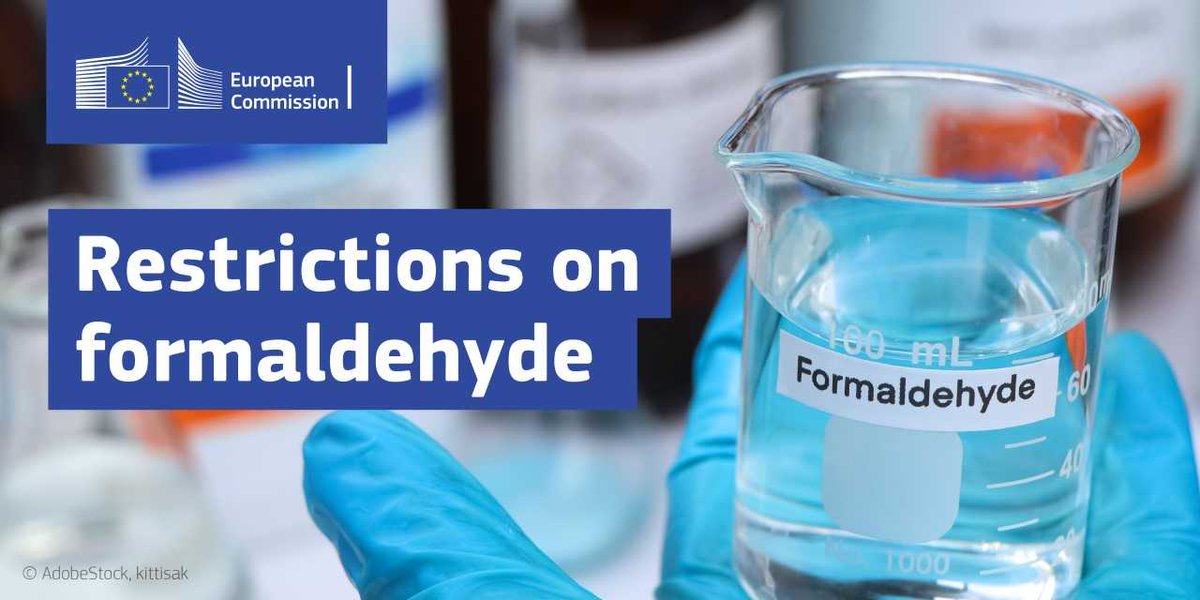 EU_Growth's tweet photo. To better protect people from the risk of cancer, we are introducing emission limits on the chemical #formaldehyde. 

The European Chemicals Agency will develop guidance 📋 on how to test emissions.

📰 More info 👉https://t.co/dt7nzx8eTb https://t.co/5QxvlJuuTT