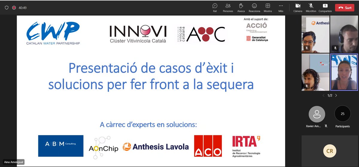 clusterinnovi's tweet photo. Aina Amengual, de @CatalanWaterP presenta el següent punt de la jornada "Casos d'èxit i solucions per fer front a la sequera" on 5 organitzacions presentaran els seus casos, la primera @ABM_Eng, seguida de #AOnChip, @Lavola1981, @ACORemosa i l'@irtacat https://t.co/ZoxKvLTsxW