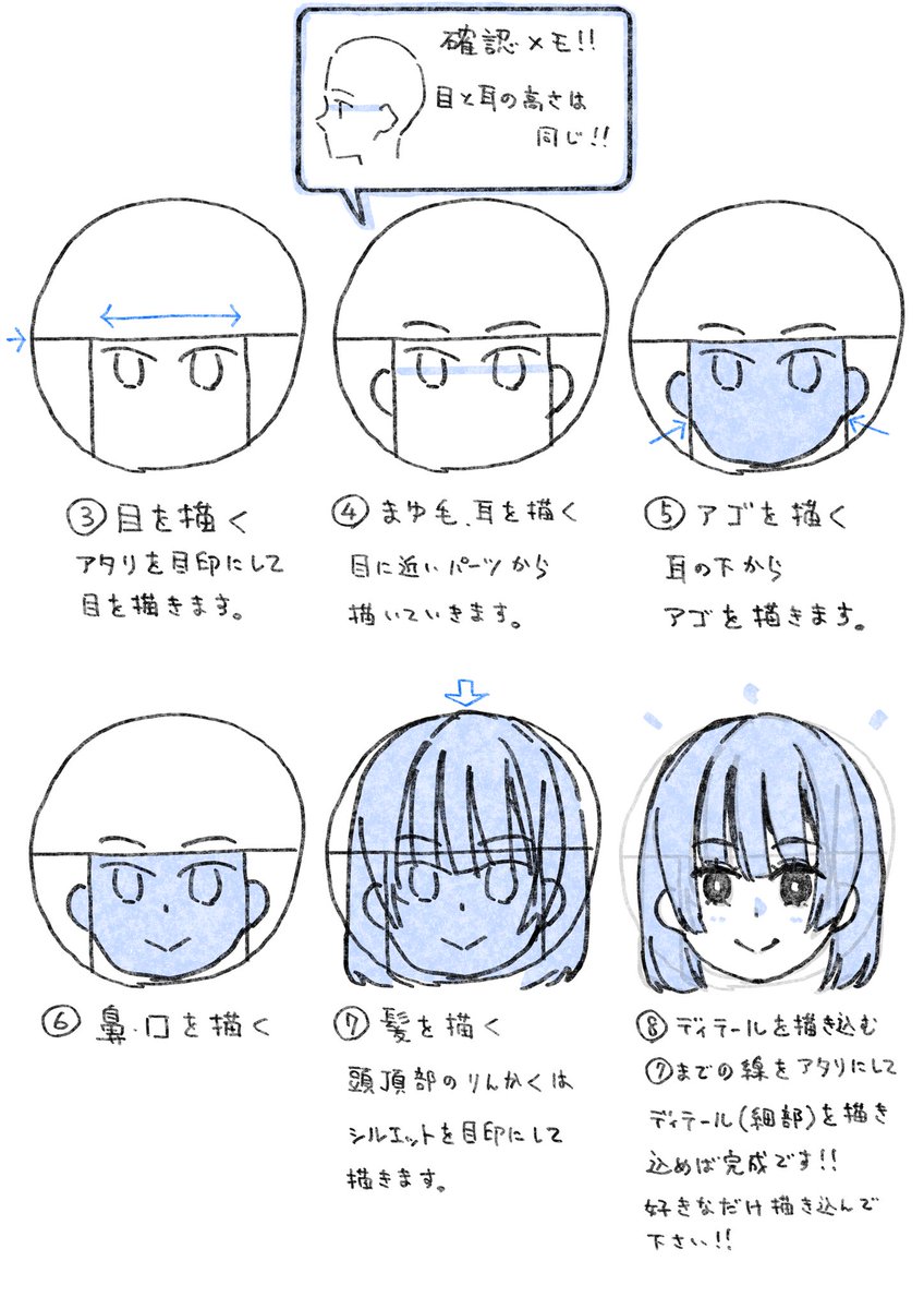 個人差はありますが 絵を描き続けていれば、必ず上達します!  TIPS【正面の顔】 詳しくはこちら▼▼ 動画解説もありますよ♪ https://xfoxyfox.fanbox.cc/posts/5276791