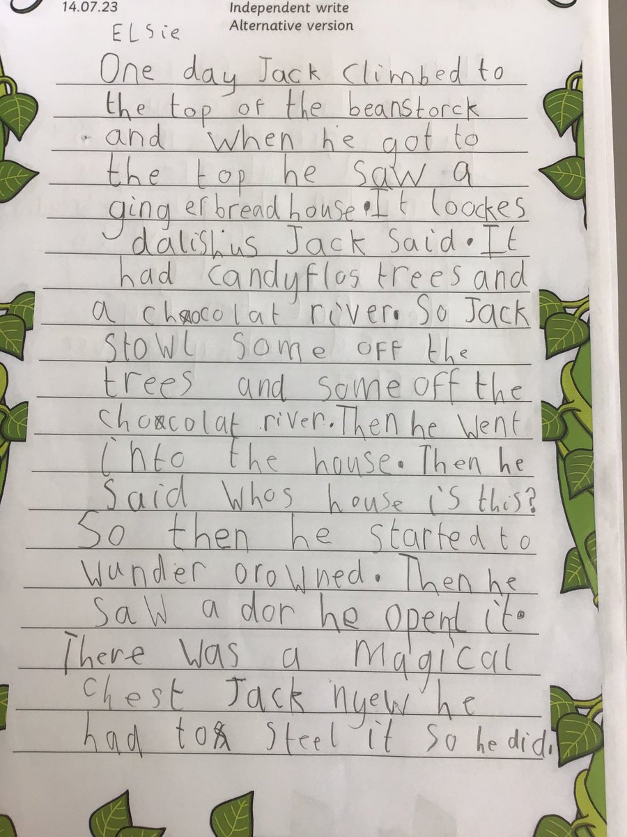 We have done some amazing writing this morning of our alternate ending to Jack and the Beanstalk. I’m super proud! <a href="/WilthorpePS/">Wilthorpe Primary</a> #wpswriting