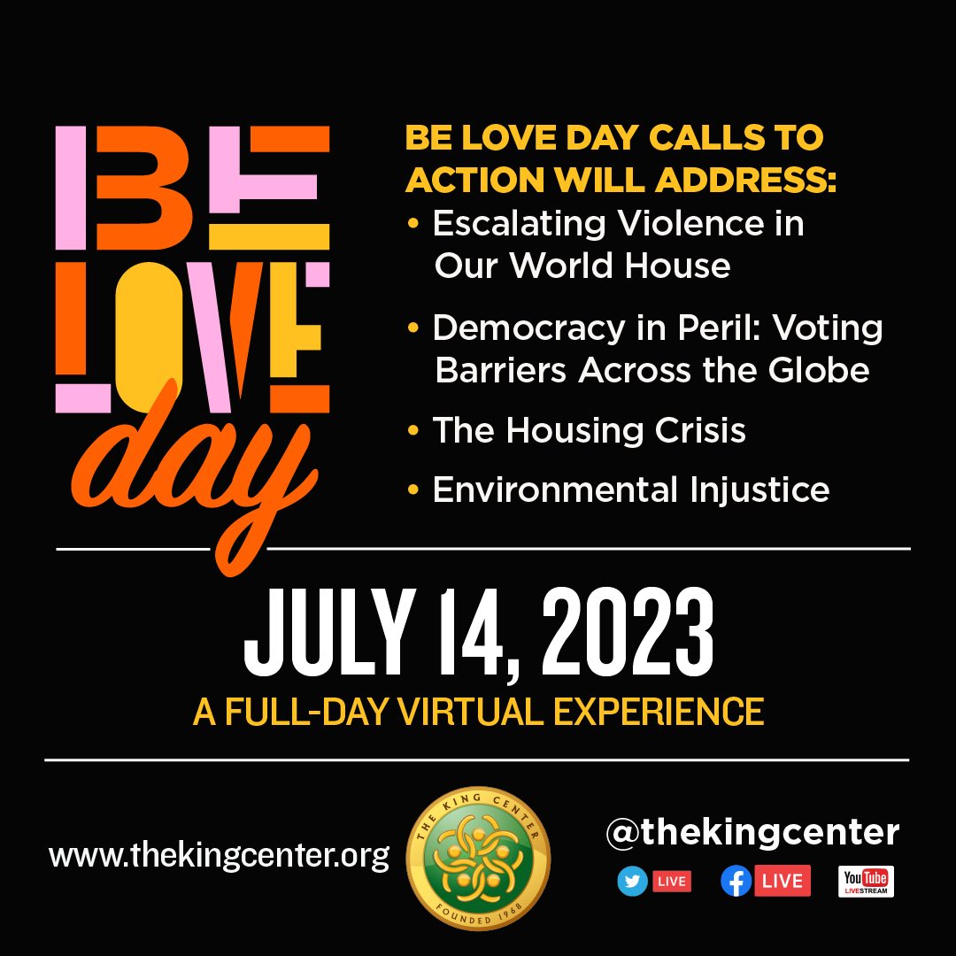 This #BeLoveDay, we’re discussing, and planning how to disrupt & dismantle these 4 issues: 

•The Escalating Violence in Our World House 
•Voting Barriers Across the Globe 
•The Housing Crisis
•Environmental Injustice

Livestream, 11:10am ET TODAY - youtube.com/live/S9COlkTUR…