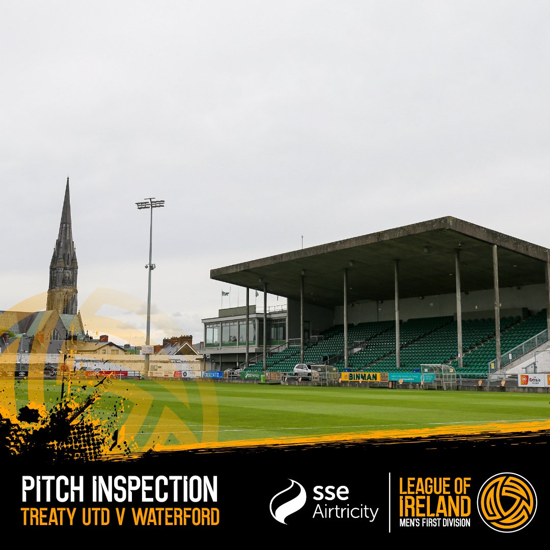 LeagueofIreland's tweet photo. There will be a pitch inspection held at Markets Field at 13:30 ahead of @TreatyUnitedFC v @WaterfordFCie in the SSE Airtricity Men's First Division tonight amid heavy rain conditions. 

We will issue any updates once we have them in due course. 

#LOI | #TREWAT https://t.co/4b2wlkSf5K