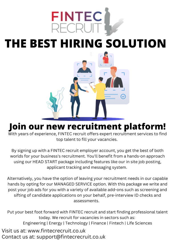 Join FINTEC recruit's recruitment platform to start finding top talent to fill your vacancies!