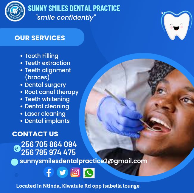 SmilesPractice's tweet image. Come to @SmilesPractice and enjoy better dental services around town.
Call on 0705864094 or 0785974475 to make a booking 
#MbiddePayMartha #MbiddeMufere #NANA #FIFA #Chandrayaan3 #Maaveeran #UniversityInn #JungKook