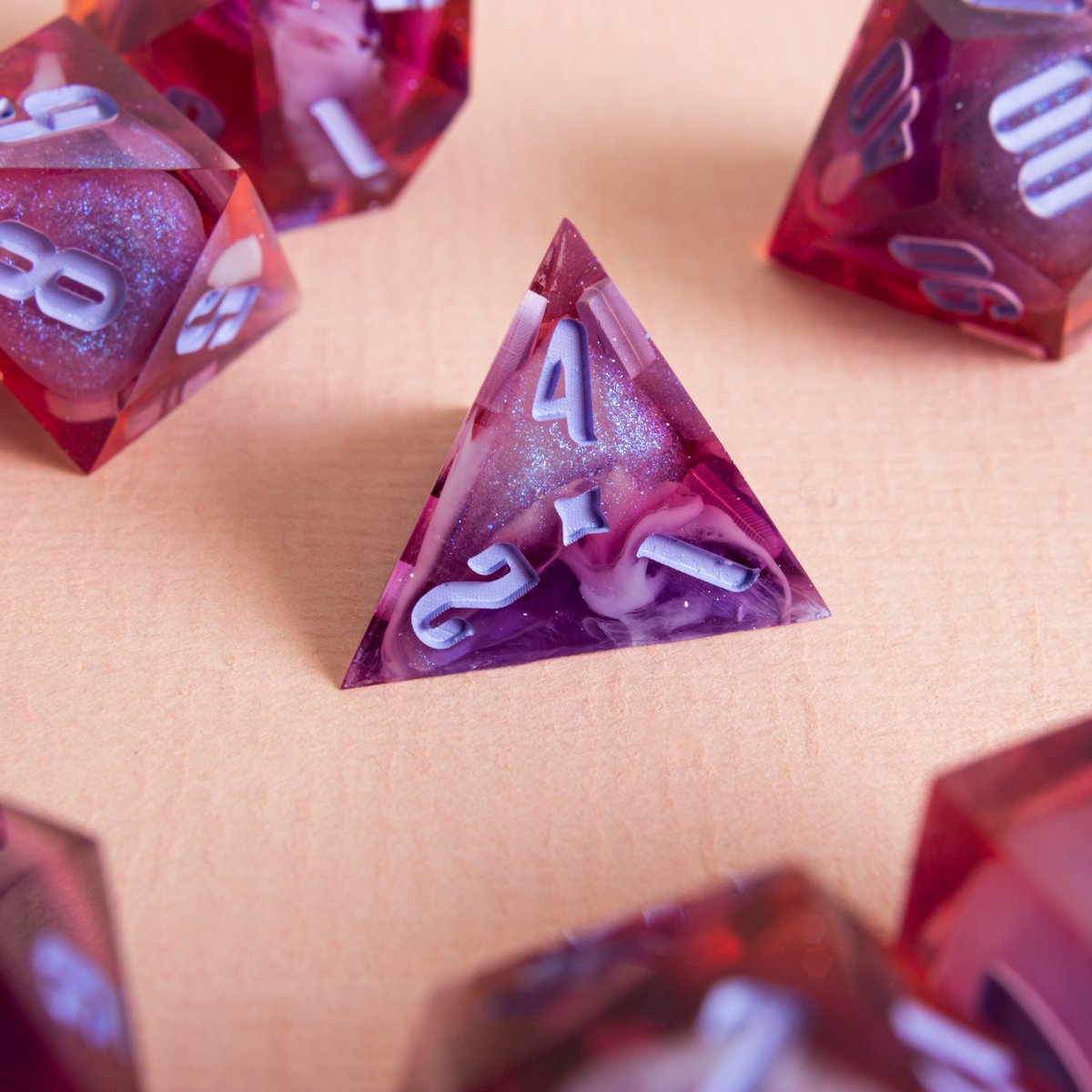 fateseekerdice's tweet photo. ~ ๐ธ๐๐๐๐ฒ๐'๐ ๐ฎ๐๐ฒ ~
This set was made with blood magic in mind.
The glittery bloops remind me of tears, mixed with crimson hues. It tells a rather grimm story...
Anyway, wish you all a wonderful weekend ๐
#diceporn #reddice #dicemaker #dnd #ttrpg #resinartist #dice https://t.co/liU0HDnqrz