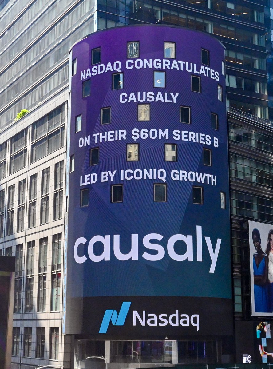 Yesterday we celebrated Causaly's $60 Million Series B funding announcement and what a better way to mark this milestone than by lighting up Times Square via the iconic @Nasdaq sign!

#SeriesBFunding #AI #BiomedicalResearch #Innovation