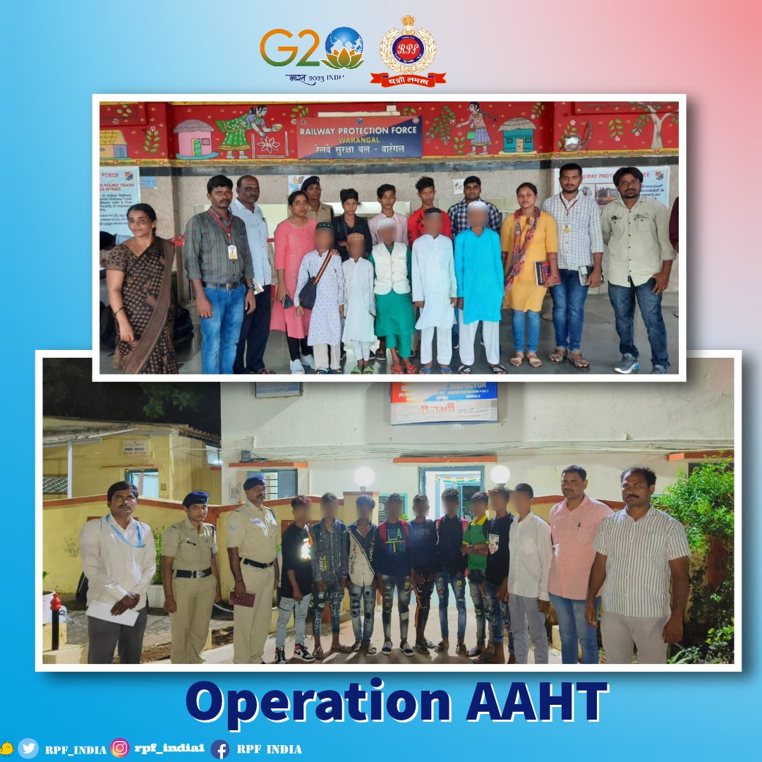 RPF_INDIA's tweet photo. Human trafficking is a global scourge, but we're doing our part to stop it. Through #OperationAAHT, RPF @rpfscr along with @BBAIndia and other child protection units saved 10 young lives from exploitation and arrested 5 traffickers.

We will not rest until every child is safe. https://t.co/fxlwDBoMWU