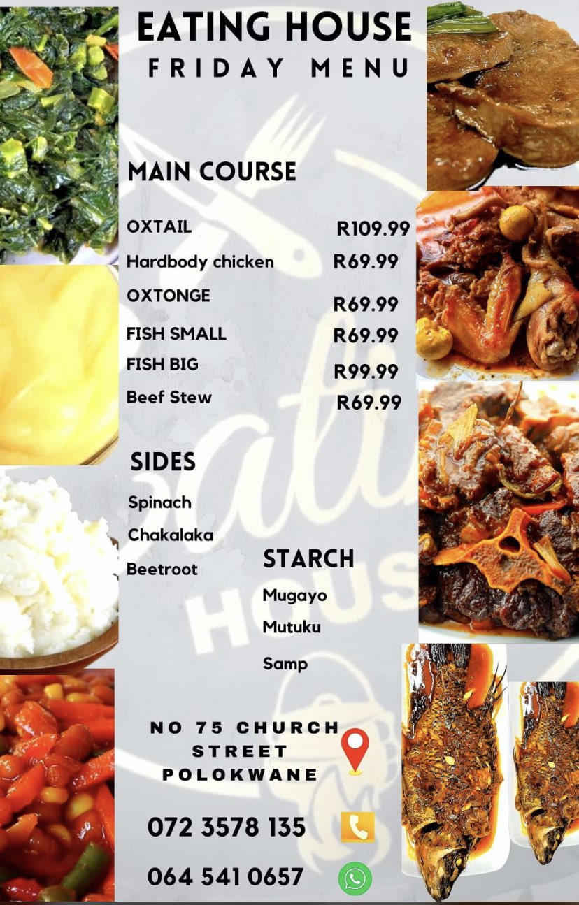 Eatinghouseplk on Twitter "Eating House Polokwane is on 75 Church