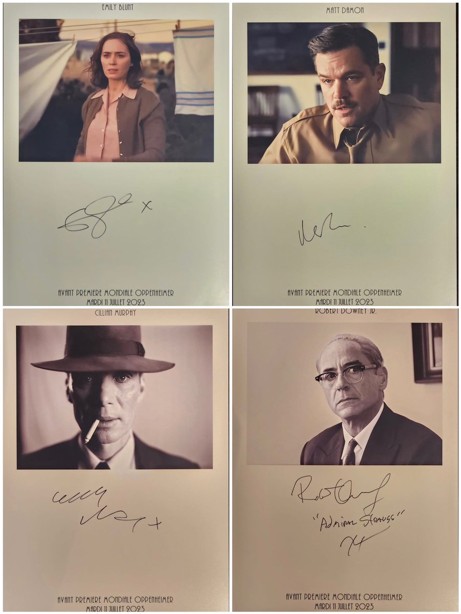 RexStudiosParis's tweet photo. Un immense merci à l’équipe du film d’ #Oppenheimer de nous avoir laissé ces magnifiques autographes qui rejoindront prochainement notre grande collection du #RexStudios. 😍 https://t.co/LFXqRYWbp0