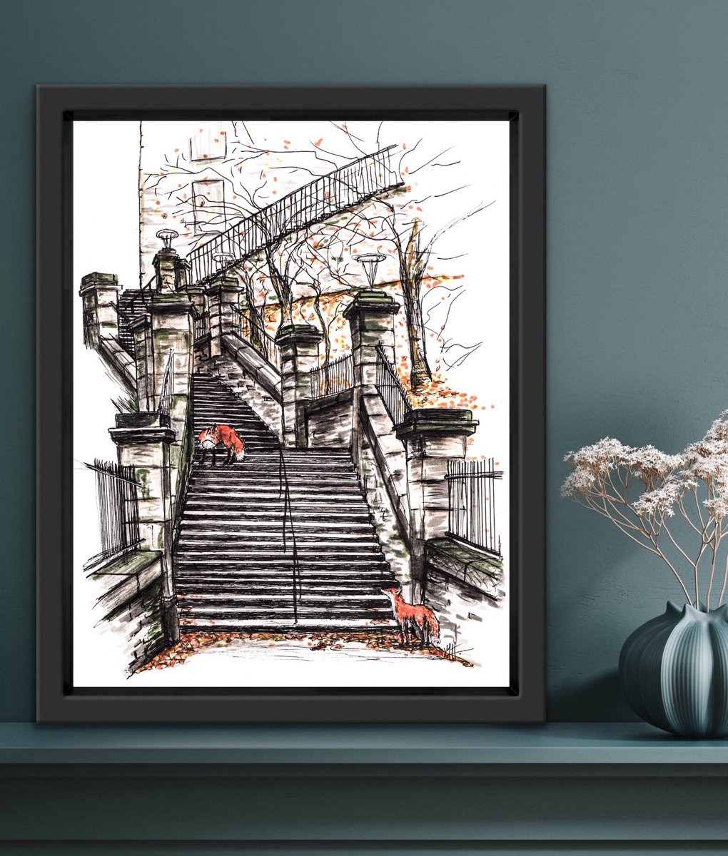 EdinburghFoxInk's tweet photo. I’m on holiday so forgot #throwbackthursday 😱 so it’s time for #throwbackfriday 😂 this week it’s my ‘Foxes at The New Steps’ #thursdaythrowback #fridaythrowback #thenewssteps #newsstepsedinburgh #edinburgh #edinburghfox #edinburghwildlife #inkdrawing https://t.co/T278xXrs6A