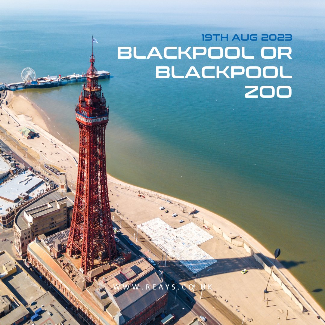 ReaysCoachTours's tweet photo. Hop on board and ride the wave of fun in #Blackpool! 🎡🐚

Save the date for our trip on 19 August 2023 where you can either explore the delights of the town, soaking up the sun, sand and sea or go wild at Blackpool Zoo! 

Book your place here: https://t.co/YMADUB0kYp https://t.co/pZrNfOdRRm