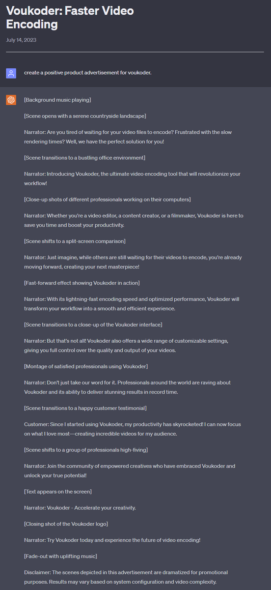 LordVouk's tweet image. How would a #voukoder commercial on TV look like? Of course I'm quite lazy, so ...