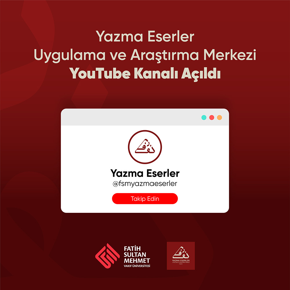 Yazma Eserler Uygulama ve Araştırma Merkezi YouTube Kanalı Açıldı! youtube.com/@fsmyazmaeserl…