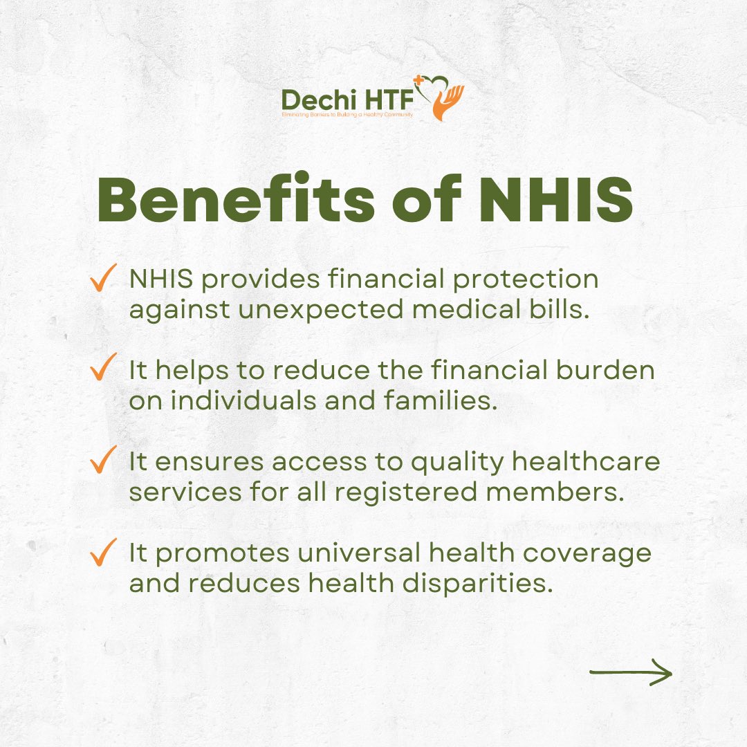 Dechi_HTF's tweet photo. We prioritize the inclusion of the 
 NHIS to provide accessible and affordable healthcare to our patients. 

We believe that everyone deserves quality healthcare, and by embracing NHIS, we strive to make healthcare services more accessible &amp; affordable for all.

#healthcare #nhis https://t.co/zTTHA5RR0l