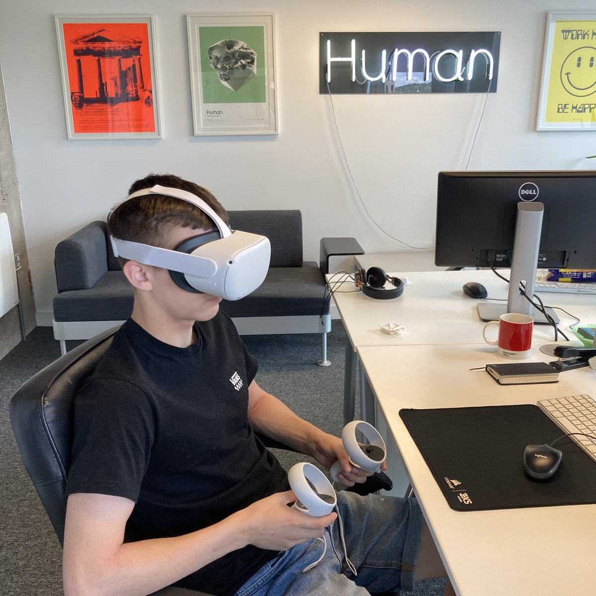 MichaelaWhite_1's tweet photo. This week we’ve had my nephew Jake in the @Humanstudio1 on a work placement. He’s done some great work, well done Jake! 

Photos below are of Jake viewing our VR work at @FestivalMind 2014 &amp; in the Human Studio 2023 👾 https://t.co/sUu9Ww1CE3