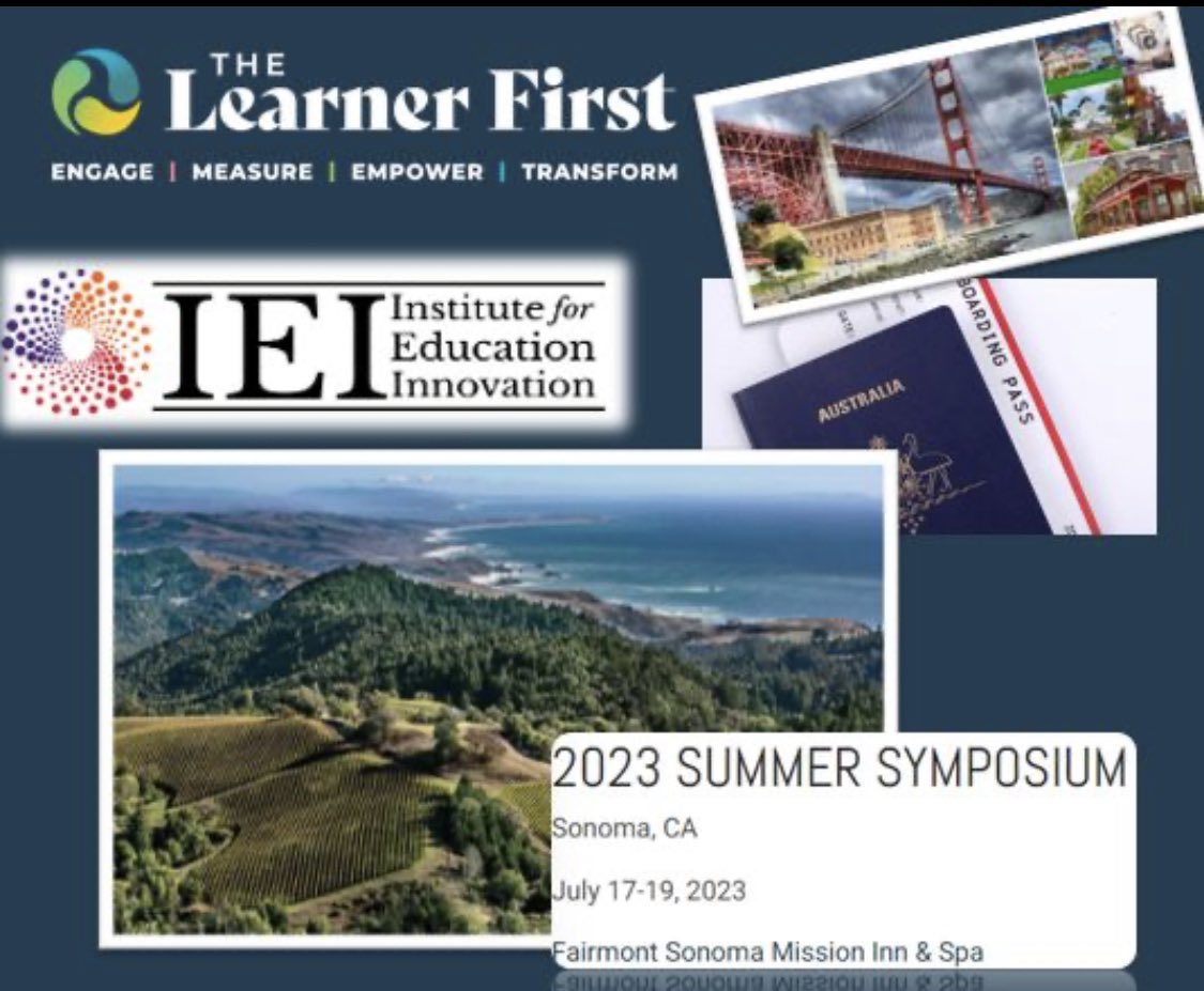 Exited to be headed to Sonoma,CA to the IEI Summer Symposium 2023 with my @TheLearnerFirst Team. Continuing to learn and share with other educators is living my best life! @Deb42121610