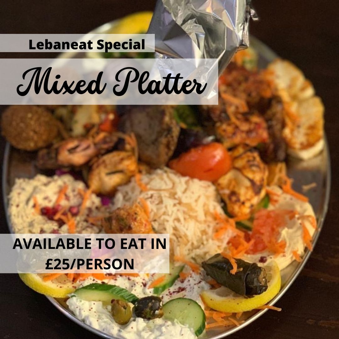 Lebaneat's tweet photo. Our mixed platter is the best option for those of us wanting to try a bit of everything! Selection of cold and hot starters, grilled main dishes, homemade sauces, warm Lebanese bread and various sides. Best part: vegan, vegetarian and gluten free options available #yummyfood https://t.co/U2E9oH1V3L
