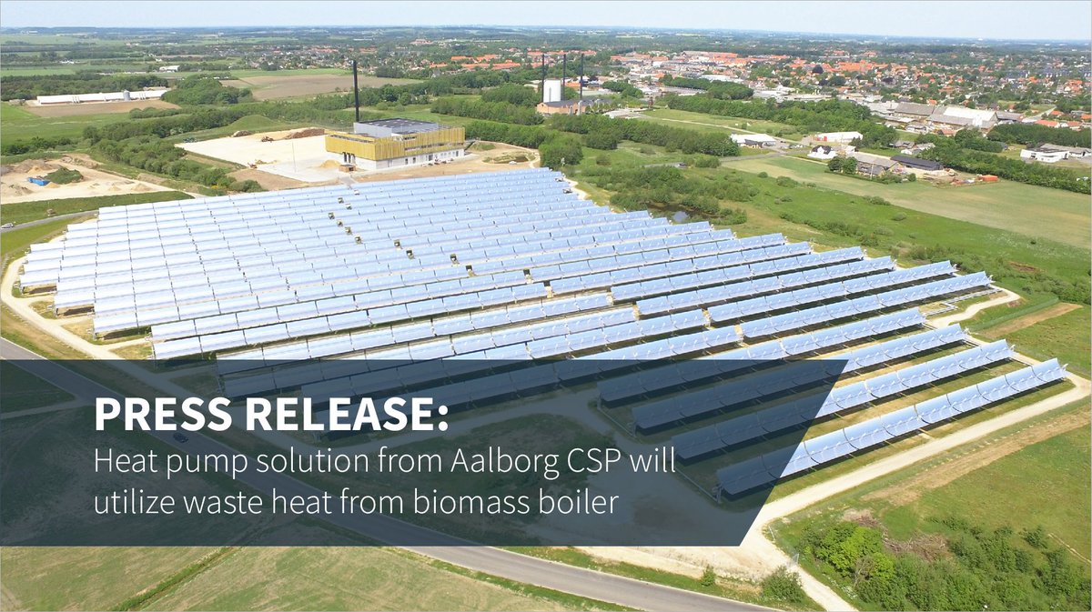 AalborgCSP's tweet photo. We are pleased to announce that we have secured an order for a 1 MW electrical air-to-water heat pump system for the production of district heating. The heat pump will recover heat from two biomass boilers as well as the outdoor air. Read more: https://t.co/NUPt2qof1j https://t.co/shGPbgvPZu