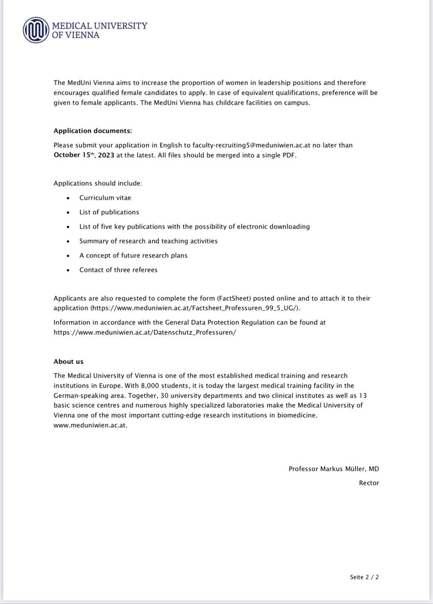 Tenure Track Assistant Professorship in “Cancer Prevention and Metabolism”, available at the Center for Cancer Reserach. For futher details read the following add: