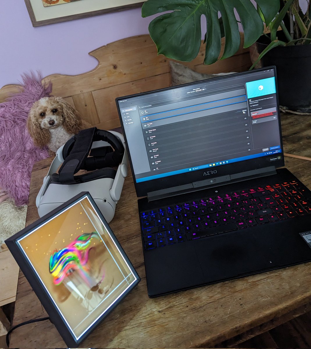 Ben Huss (@ben_huss) on Twitter photo Packing for <a href="/nwspk/">Newspeak House</a> AI Prompt Jam Hackathon.
✅Clean Unity Project,
✅Quest 2
✅ Holographic display
✅Doggo coder.
What API's/ SDKs should I check out? Packing for <a href="/nwspk/">Newspeak House</a> AI Prompt Jam Hackathon.
✅Clean Unity Project,
✅Quest 2
✅ Holographic display
✅Doggo coder.
What API's/ SDKs should I check out?